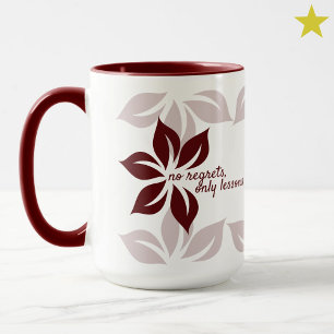 Mug Citation de vie positive florale rouge minimaliste
