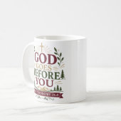 Mug Citation d'encouragement chrétien Dieu va devant v (Devant gauche)