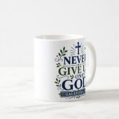 Mug Citation d'espoir scripturaire Ne jamais abandonne (Devant droit)