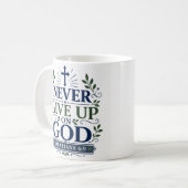 Mug Citation d'espoir scripturaire Ne jamais abandonne (Devant gauche)