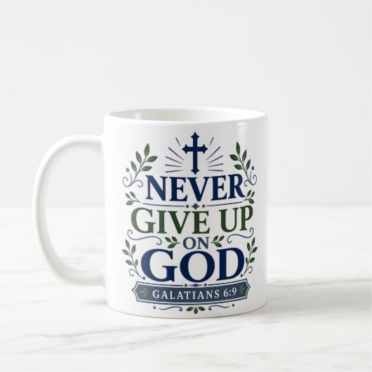 Mug Citation d'espoir scripturaire Ne jamais abandonne (Gauche)