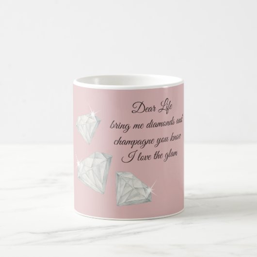 Mug Citation Diamants & Champagne – Édition Cher La Vi (Centre)