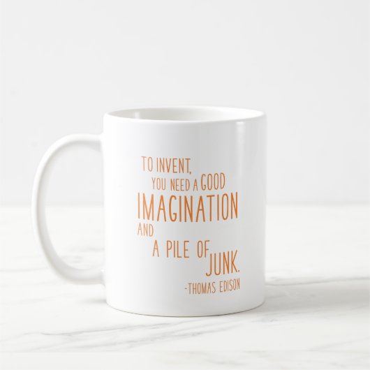 Mug Citation d'inventeur amusant Typographie minimalis (Gauche)