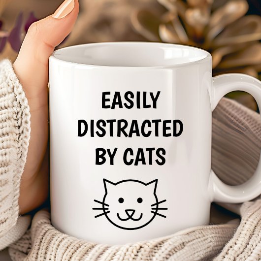 Mug Citation drôle de chat - Facilement distrait par l