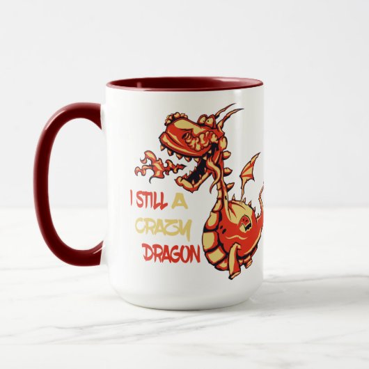 Mug Citation Drôle Et Mignonne De Dragon Rouge Feu (Gauche)