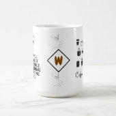 Mug Citation Drôle (Mème de caféine, Blague) Monogramm (Centre)