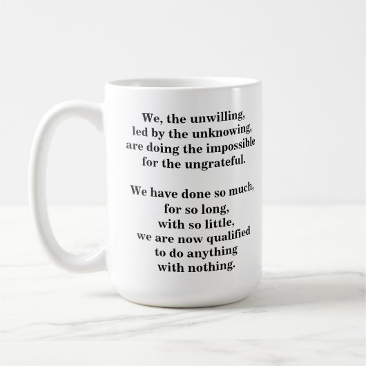 Mug Citation drôle "nous, le peu disposé" sur a (Gauche)