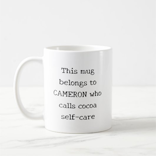 Mug Citation drôle personnalisée pour Noël et chocolat (Gauche)