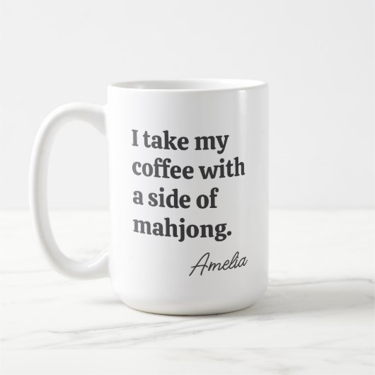 Mug Citation drôle pour amateurs de Mahjong et de café (Gauche)