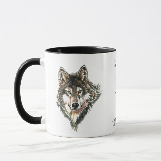 Mug Citation du code du loup, animal loup (Gauche)