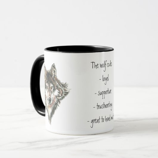 Mug Citation du code du loup, animal loup (Devant gauche)