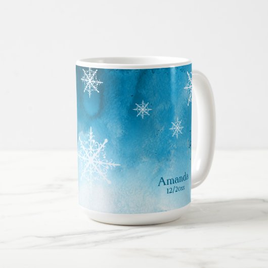 Mug Citation et nom Customisés de la glace bleu flocon (Devant droit)