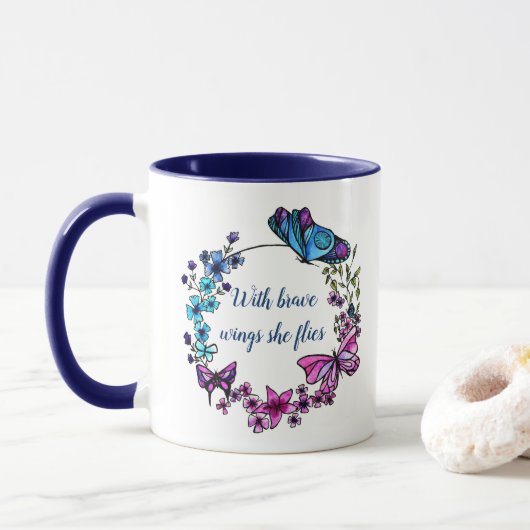 Mug Citation et nom faits sur commande de papillon et (Avec donut)
