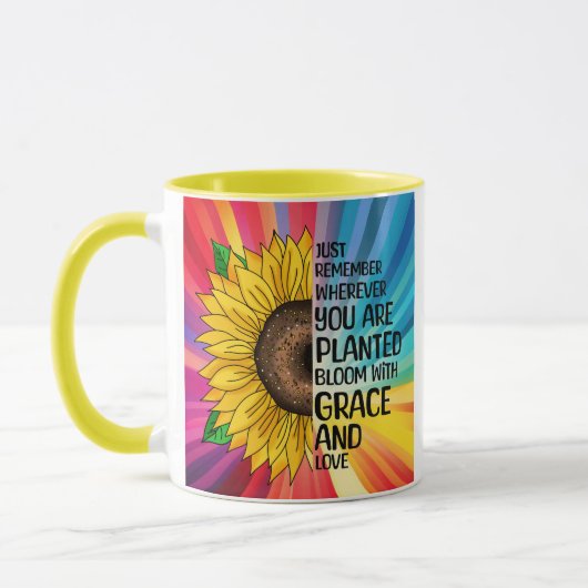 Mug Citation et tournesol tiré à la main (Gauche)