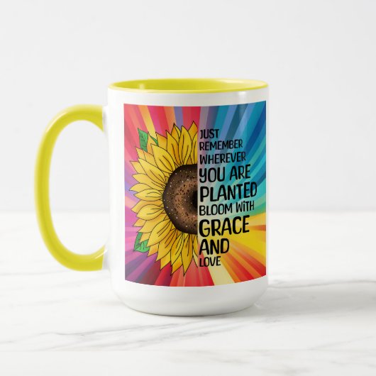 Mug Citation et tournesol tiré à la main (Gauche)