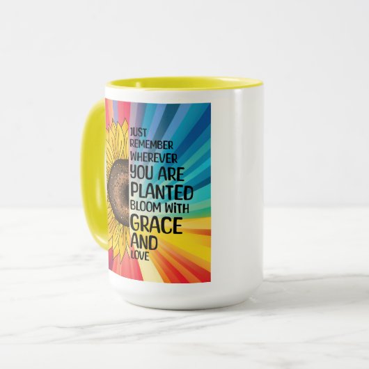 Mug Citation et tournesol tiré à la main (Devant gauche)