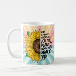 Mug Citation et tournesol tiré à la main