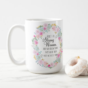 Mug Citation Femmes Fortes Aquarelle Fleurs de Cotton