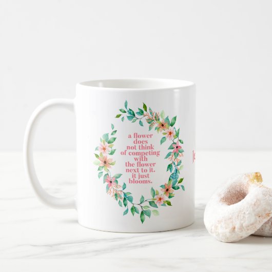 Mug Citation Fleur Tropicale Couronne Florale (Avec donut)