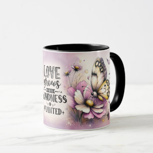 Mug Citation florale inspirante/positive avec envelopp