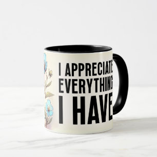 Mug Citation florale inspirante/positive avec envelopp