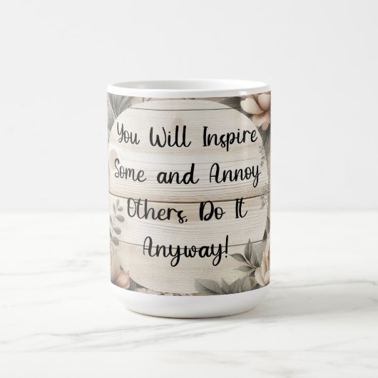 Mug Citation inspirante du grain de bois de flore (Centre)