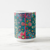 Mug Citation Inspiration Florale amusant Rose vert (Centre)