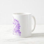 Mug Citation magique violette Unicorn Croire ou nom (Devant droit)