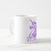 Mug Citation magique violette Unicorn Croire ou nom (Devant gauche)