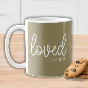 Mug Citation minimaliste Amour Foi Vert Olive