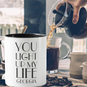 Mug Citation moderne d'amour noir et blanc