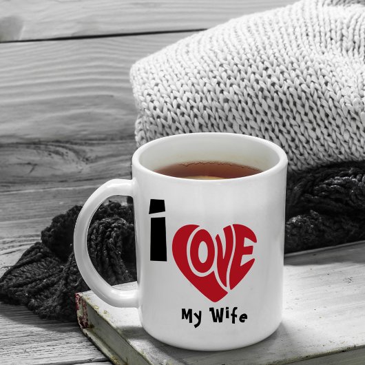 Mug Citation Moderne J'Aime Cœur Rouge
