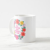 Mug Citation Motivationnelle Inspiration Florale Rose  (Devant gauche)