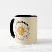 Mug Citation Paix & Amour Roses Rose Fleurs Feminine (Devant gauche)