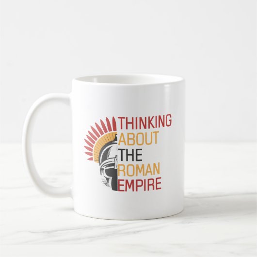 Mug Citation Penser à propos de l'Empire romain Casque (Gauche)