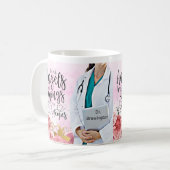 Mug Citation personnalisée de l'infirmière Floral Ange (Devant gauche)
