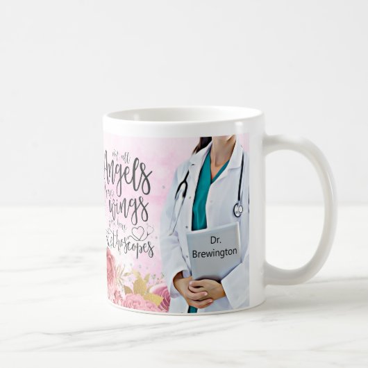 Mug Citation personnalisée de l'infirmière Floral Ange (Droite)