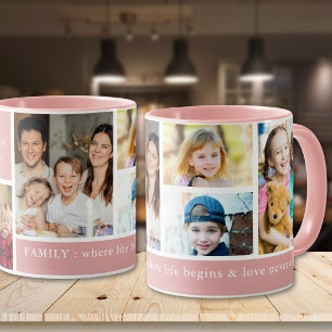 Mug Citation Photo Famille Rose 5 Où La Vie Commence