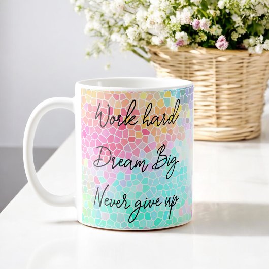 Mug Citation Pink Green Motivational Office Entreprene