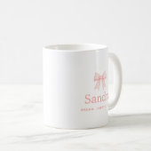 Mug Citation positive avec nom et ruban rose Gingham (Devant droit)