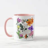 Mug Citation positive Be Happy and garden flowers (Gauche)