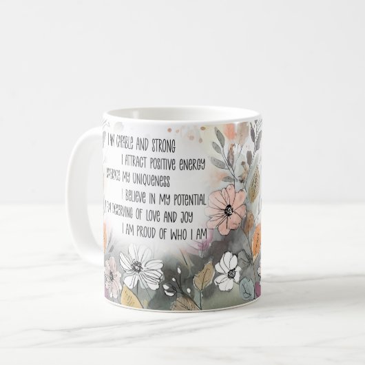Mug Citation Positive Inspirational Mug, Boho Cup (Devant gauche)