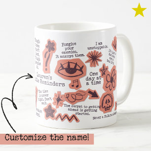 Mug Citation quotidienne d'affirmation rose avec nom p