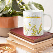 Mug Citation Romantique Blanc Doré Et Jaune Fleurs