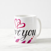 Mug Citation romantique "I Love You" Rose Rejoindre le (Devant droit)