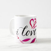 Mug Citation romantique "I Love You" Rose Rejoindre le (Devant gauche)