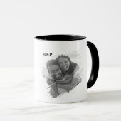 Mug Citation romantique Noir Blanc Script Amour (Devant droit)