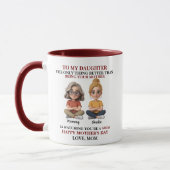 Mug Citation Rouge Cartoon Mère Fille Chaleureuse  (Gauche)