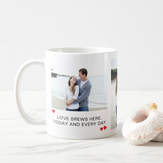 Mug Citation simple d'amour Valentines Jour 3 Collage (Avec donut)