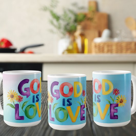 Mug Citation spirituelle Dieu est Amour Coloré Design